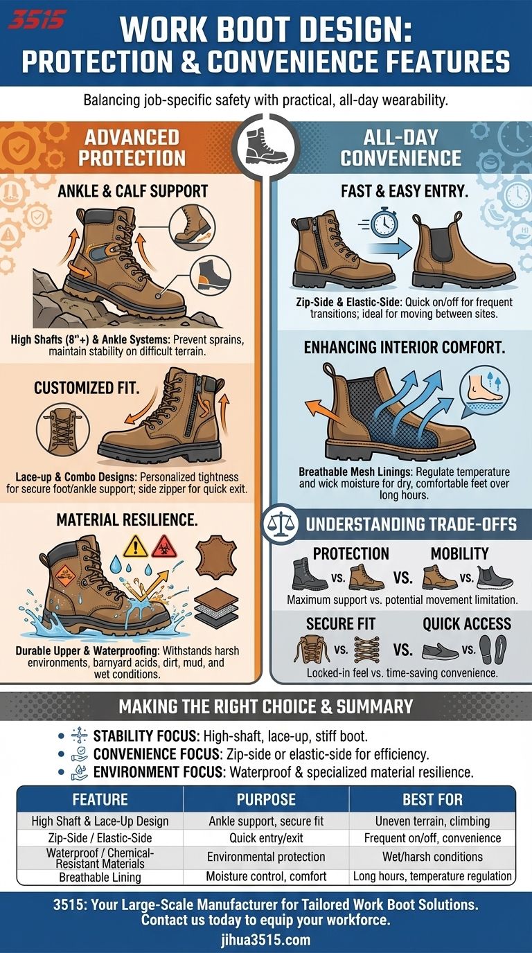 作業ブーツに追加の保護と利便性をもたらすデザイン機能にはどのようなものがありますか？ 安全性と快適性を向上させましょう ビジュアルガイド