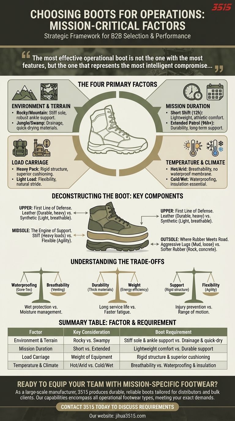 ¿Qué factores se deben considerar al elegir botas para operaciones? Una guía sobre calzado listo para la misión Guía Visual