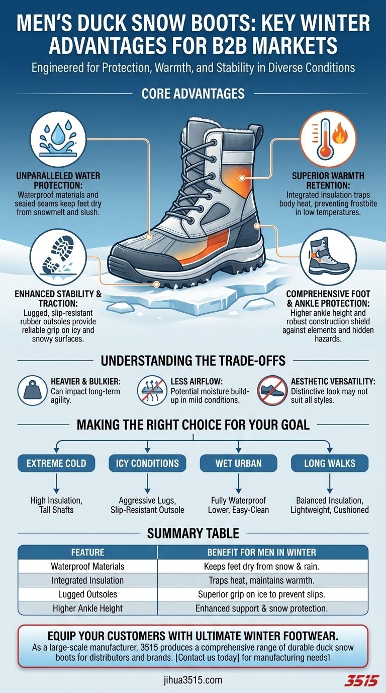 ما هي المزايا التي توفرها أحذية الثلج المطاطية للرجال في فصل الشتاء؟ حافظ على جفافك ودفئك وأمانك في الظروف القاسية دليل مرئي