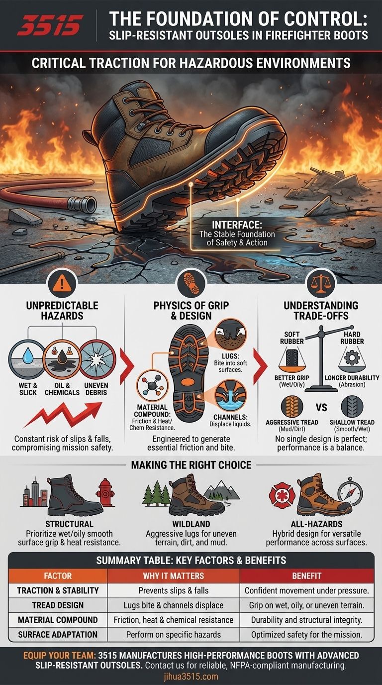 Welche Rolle spielt eine rutschfeste Außensohle bei Feuerwehrstiefeln? Gewährleistung von kritischem Grip und Sicherheit Visuelle Anleitung