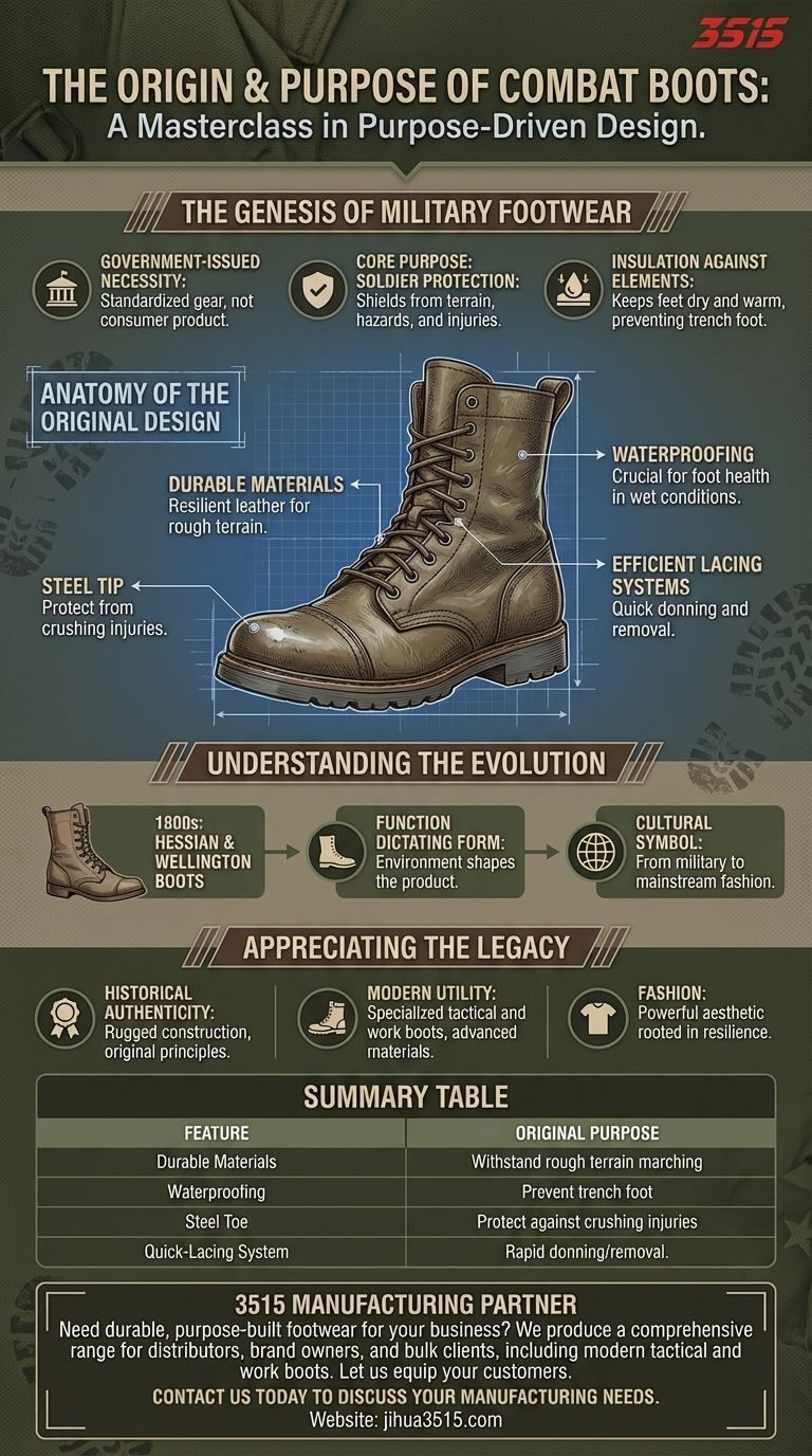 Qual è l'origine degli stivali da combattimento e il loro scopo iniziale? Una storia di calzature militari robuste Guida Visiva