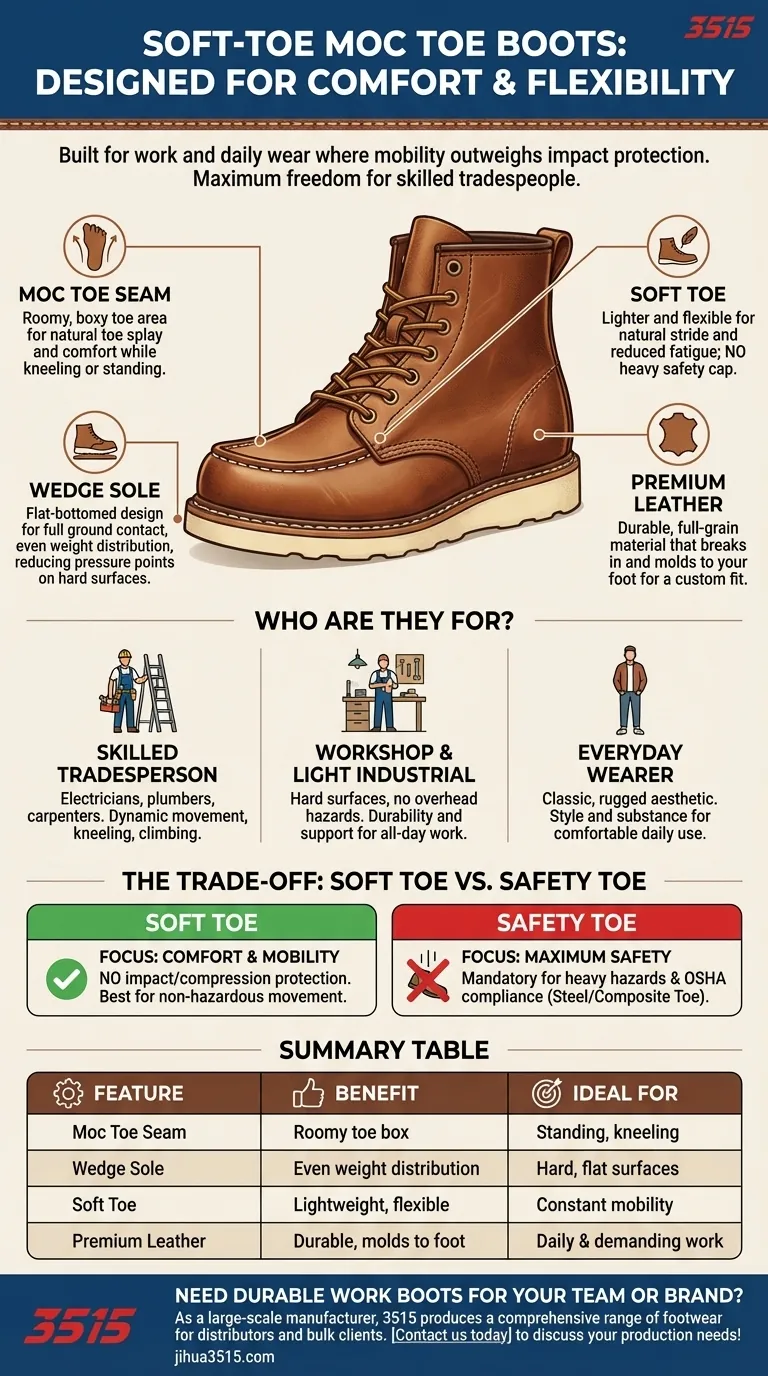 ما الغرض من أحذية موك تو ذات المقدمة الناعمة؟ الراحة المطلقة للحرفيين المهرة دليل مرئي