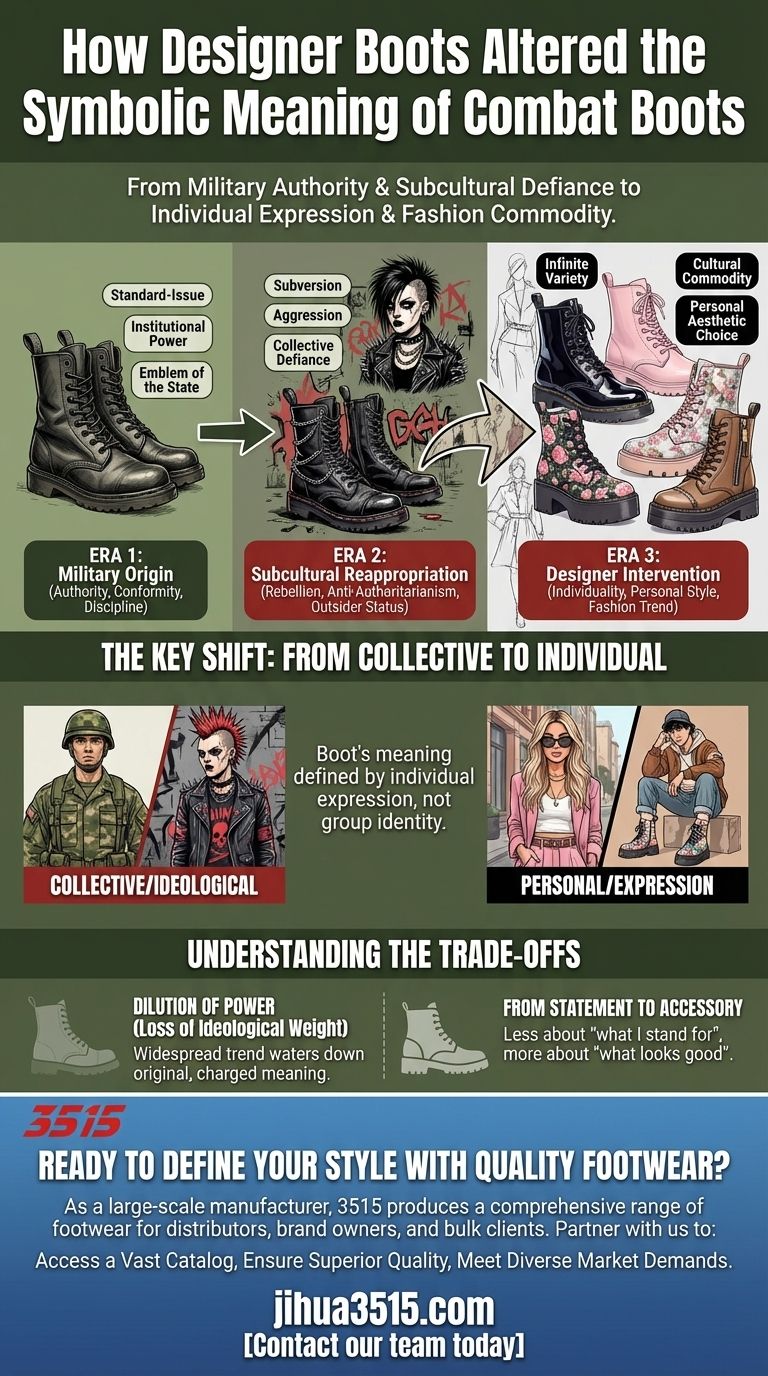 Comment les bottes de créateur ont-elles modifié la signification symbolique des bottes de combat ? De la rébellion à la passerelle Guide Visuel