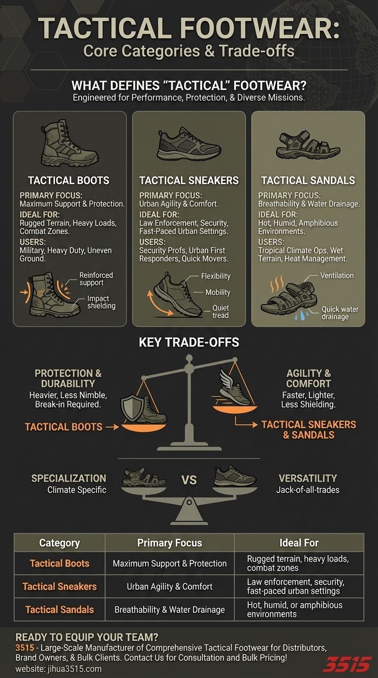 주요 전술 신발 종류는 무엇인가요? 모든 임무에 완벽하게 맞는 신발을 찾아보세요. 시각적 가이드