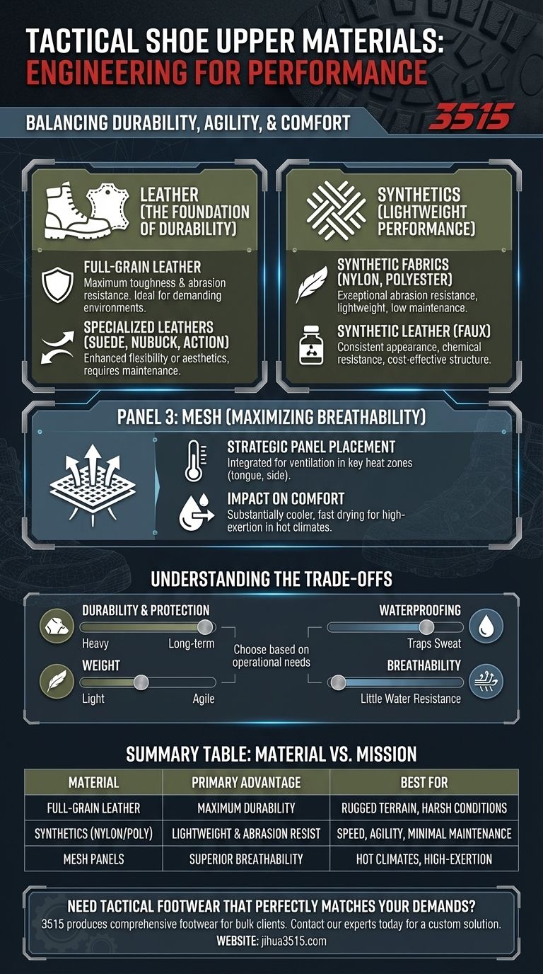 战术鞋鞋面常用哪些材料？皮革、合成材料和网布指南 图解指南