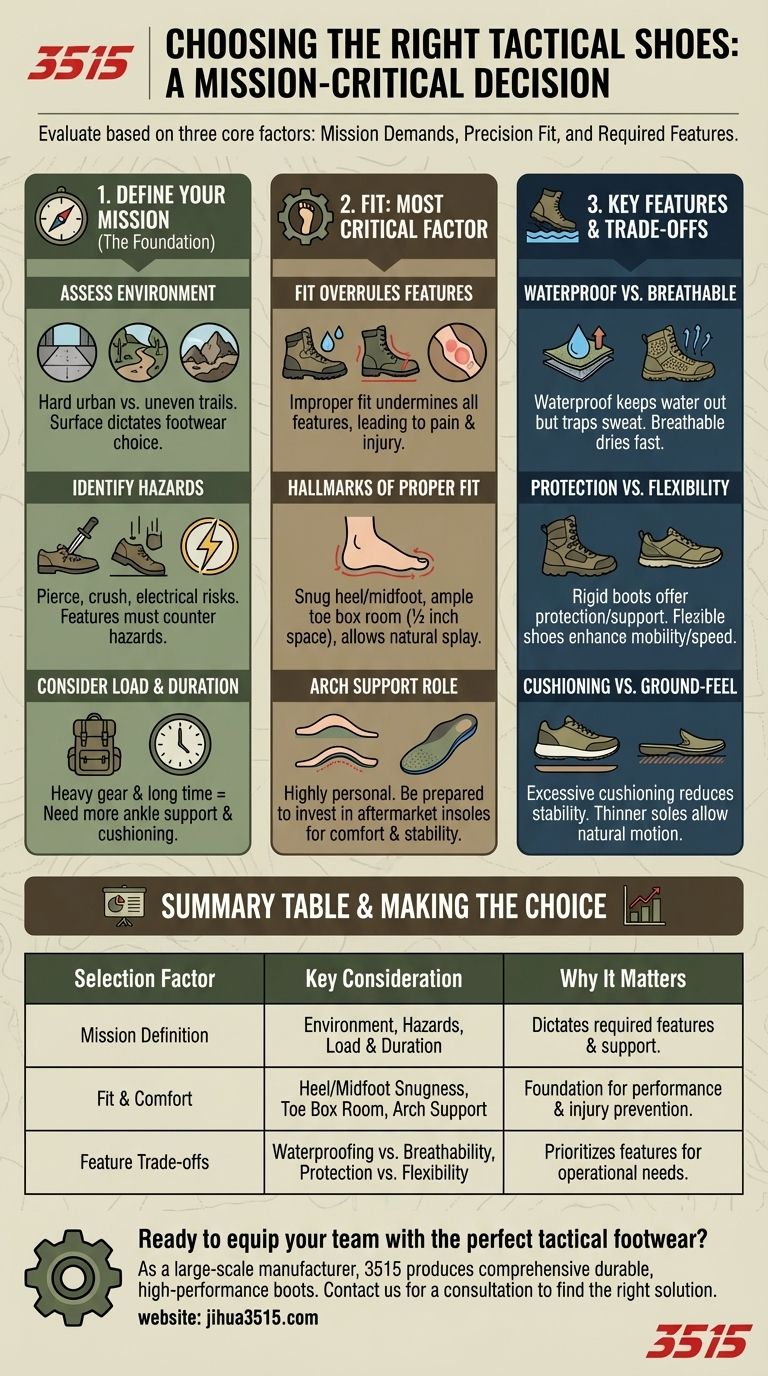 What factors should be considered when choosing tactical shoes? A Guide to Mission-Critical Footwear Visual Guide