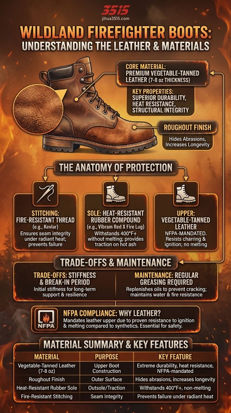 Che tipo di pelle viene utilizzata negli stivali da vigile del fuoco di boscaglia? Scopri il materiale certificato NFPA Guida Visiva