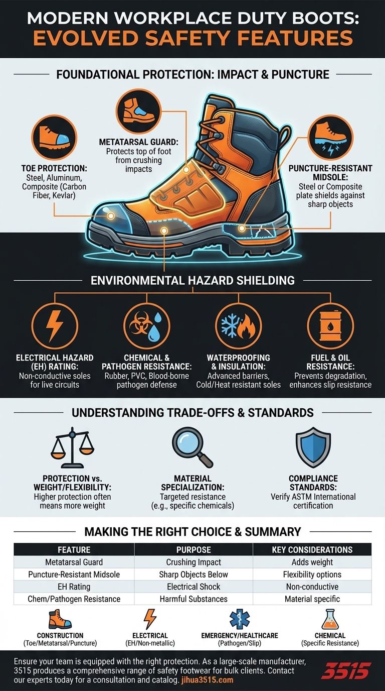 Quelles sont les caractéristiques de sécurité développées pour les bottes de travail modernes ? Protection essentielle pour votre travail Guide Visuel