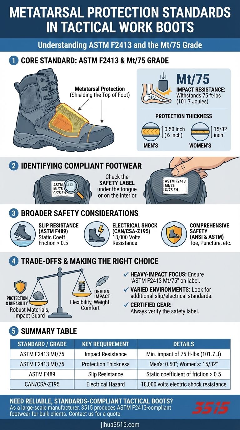 ما هي معايير حماية مشط القدم للأحذية التكتيكية؟ دليل لمعيار ASTM F2413 Mt/75 دليل مرئي