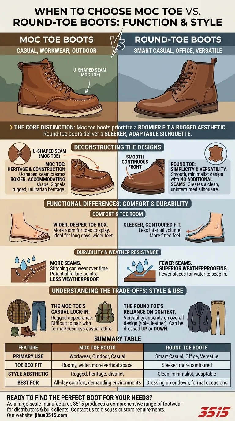 Когда следует выбирать ботинки с мокасиновым носком вместо ботинок с круглым носком? Руководство по прочной и универсальной обуви Визуальное руководство