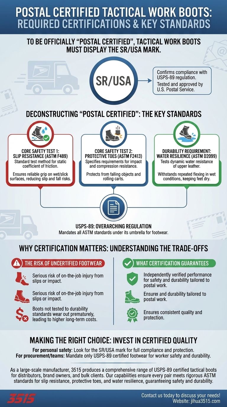 ¿Qué certificaciones se requieren para las botas tácticas de trabajo con certificación postal? La marca SR/USA explicada Guía Visual