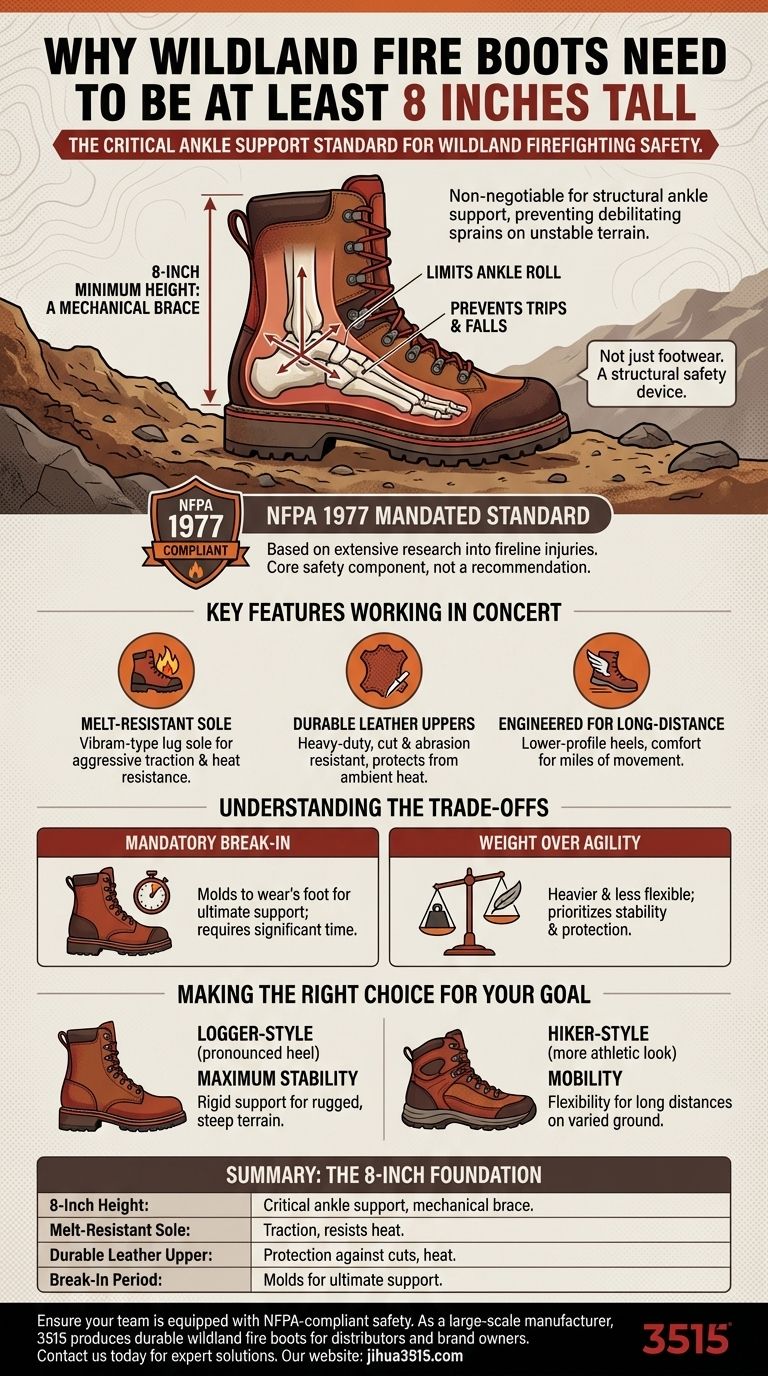 Почему ботинки для борьбы с природными пожарами должны быть высотой не менее 8 дюймов? Важная поддержка лодыжки для безопасности на пожарной линии Визуальное руководство