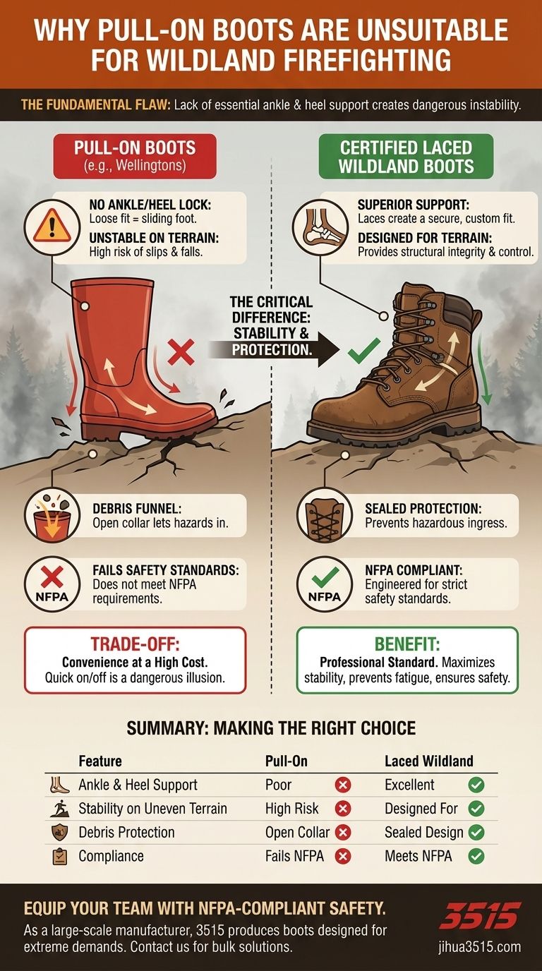 Perché gli stivali da infilare non sono adatti agli incendi boschivi? Il difetto critico di sicurezza spiegato Guida Visiva
