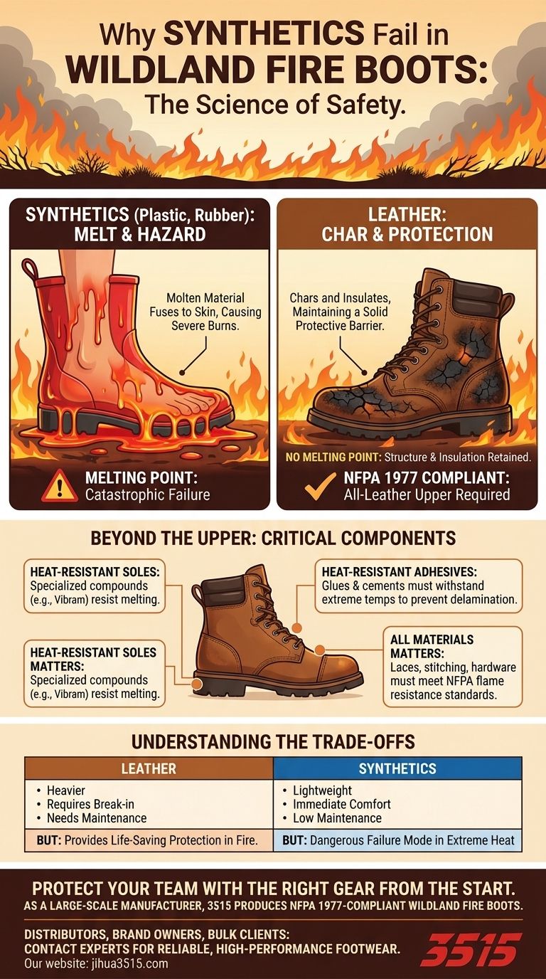 لماذا المواد الاصطناعية غير مناسبة لأحذية حرائق الغابات؟ إنها تذوب تحت الحرارة الشديدة دليل مرئي