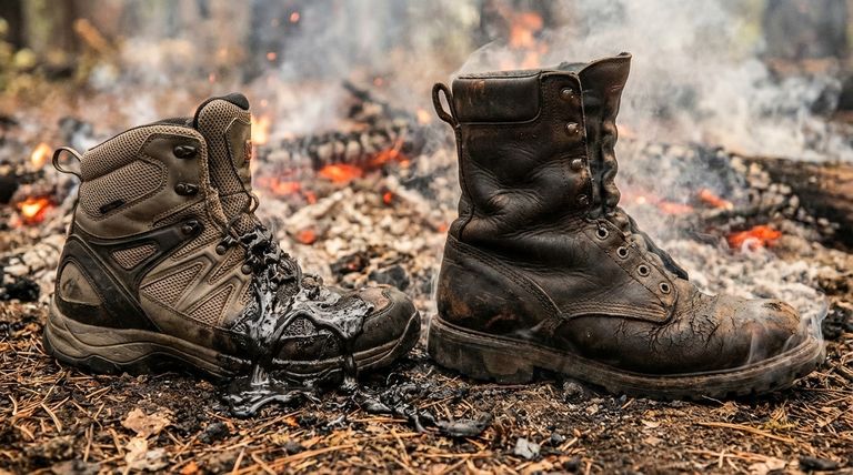 لماذا المواد الاصطناعية غير مناسبة لأحذية حرائق الغابات؟ إنها تذوب تحت الحرارة الشديدة