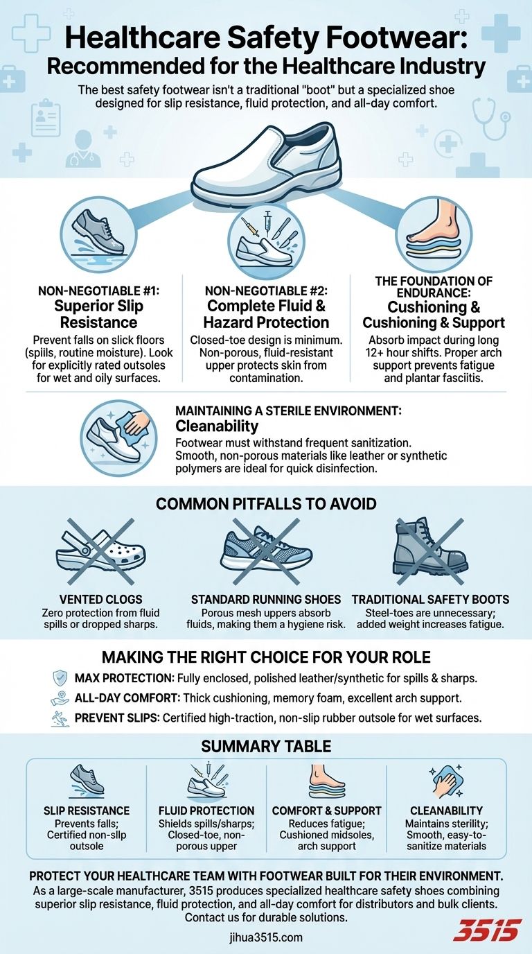 Quali scarpe antinfortunistiche sono raccomandate per il settore sanitario? Scopri calzature resistenti e antiscivolo Guida Visiva