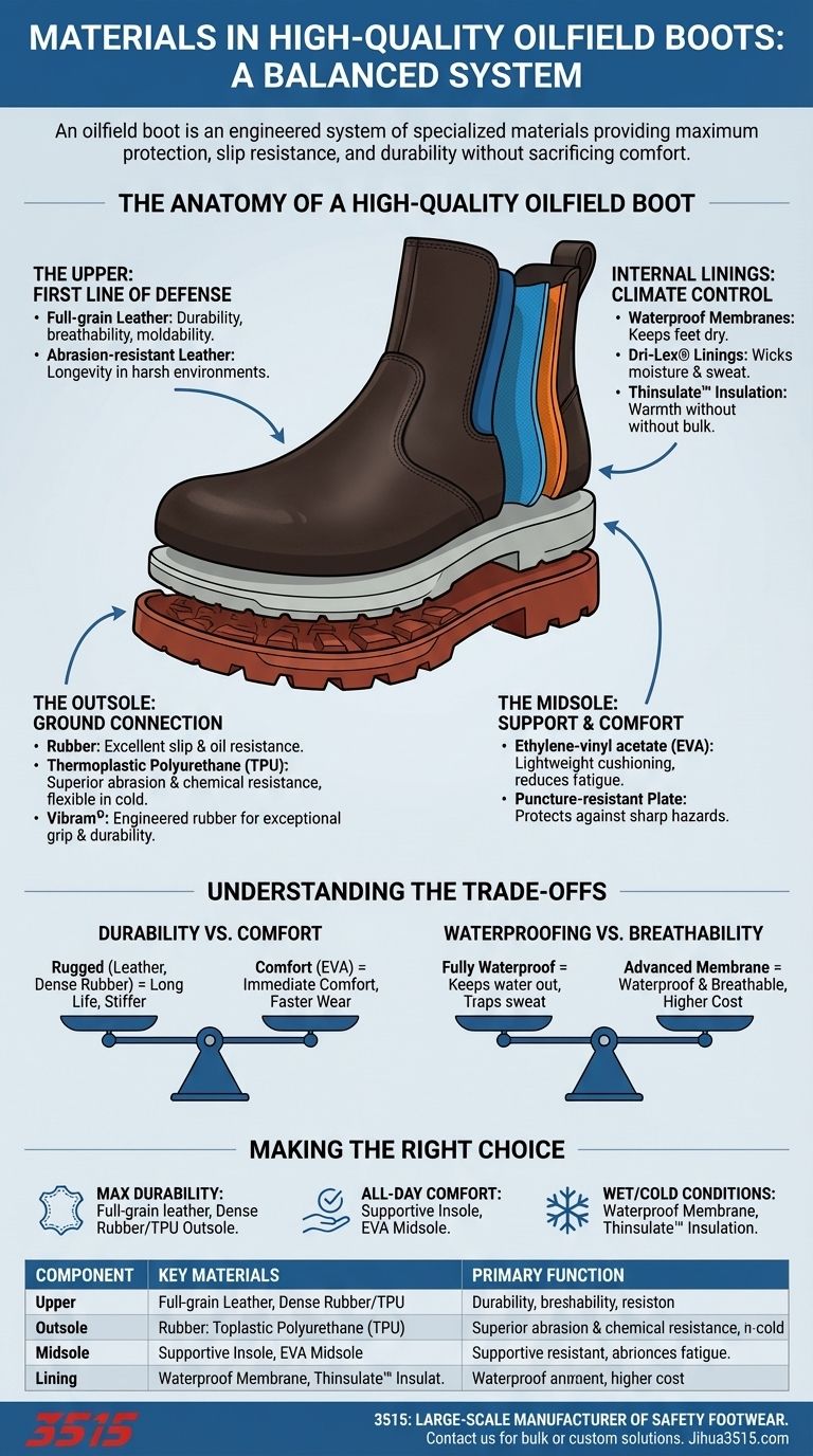 Que materiais são usados em botas de campo petrolífero de alta qualidade? Um guia para calçados duráveis e seguros Guia Visual