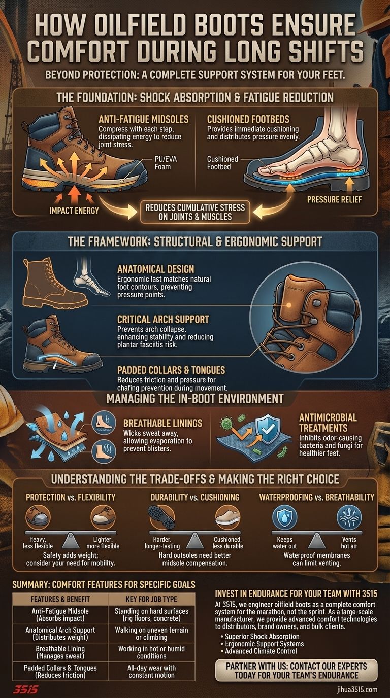 ¿Cómo garantizan las botas de campo petrolero la comodidad durante turnos largos? La guía definitiva para el soporte durante todo el día. Guía Visual