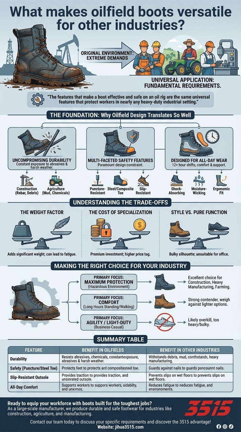 What makes oilfield boots versatile for other industries? Unpacking Their Cross-Industry Value Visual Guide