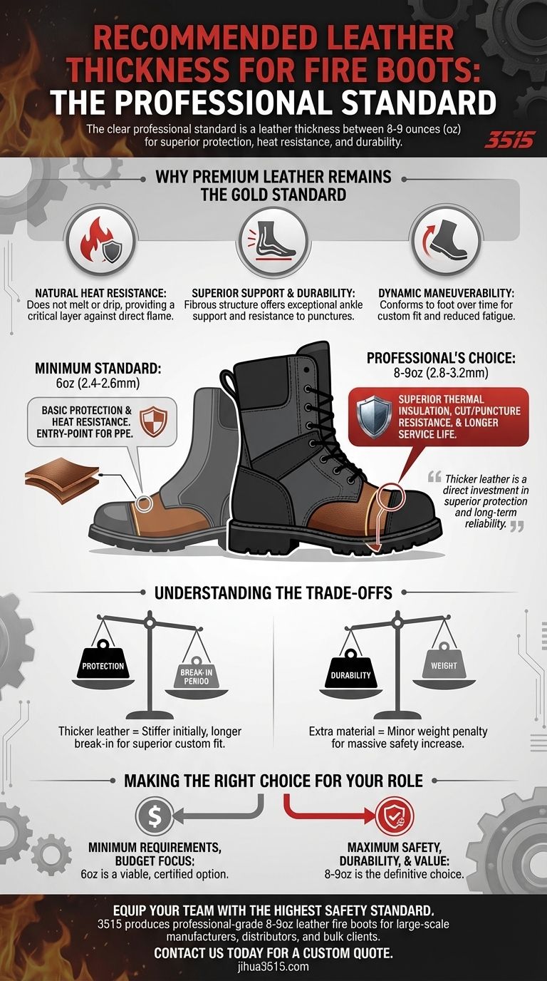 Was ist die empfohlene Lederstärke für Feuerwehrstiefel? Wählen Sie 8-9 Unzen für überlegenen Schutz Visuelle Anleitung