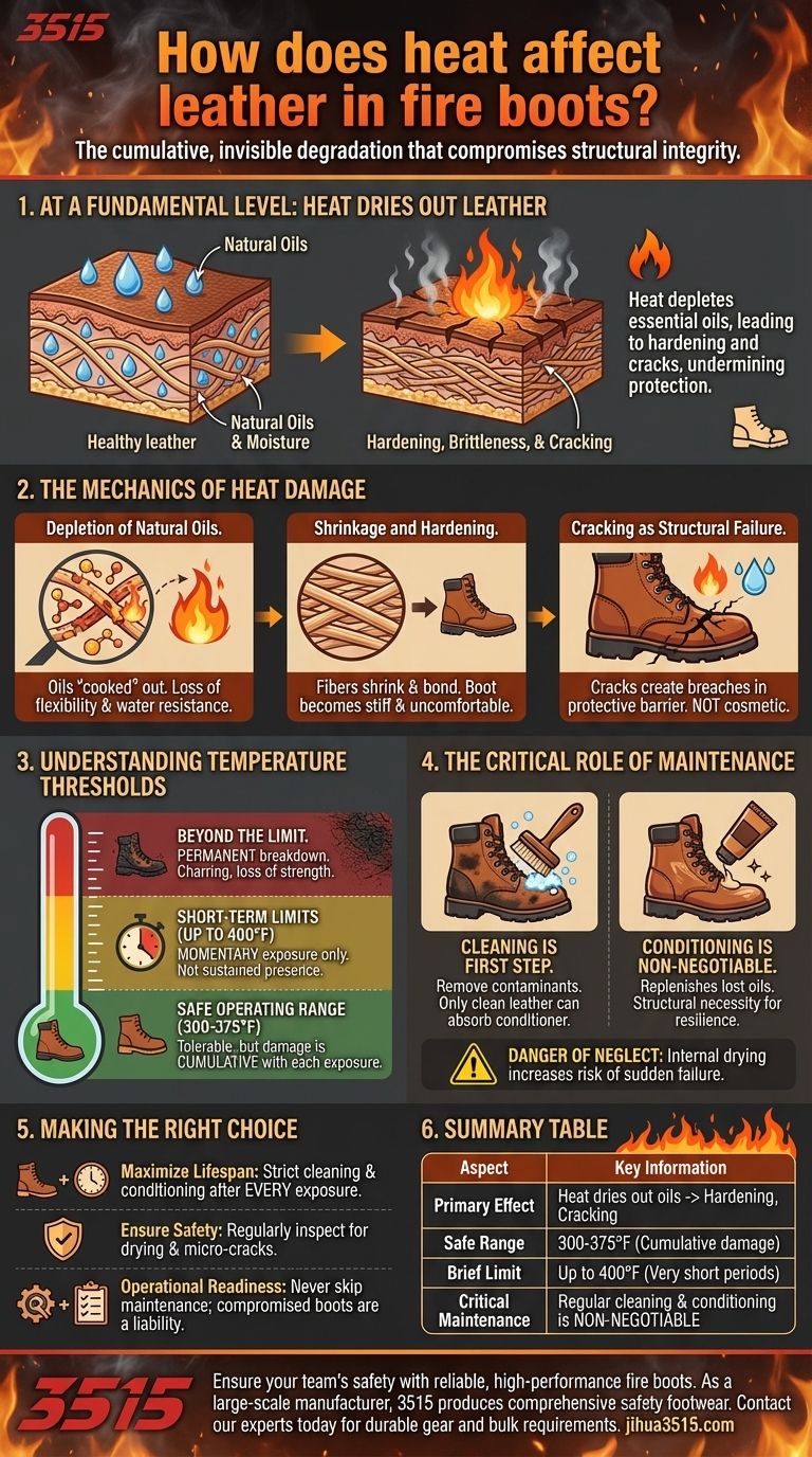 ¿Cómo afecta el calor al cuero de las botas de bombero? Comprendiendo la degradación para una máxima seguridad Guía Visual