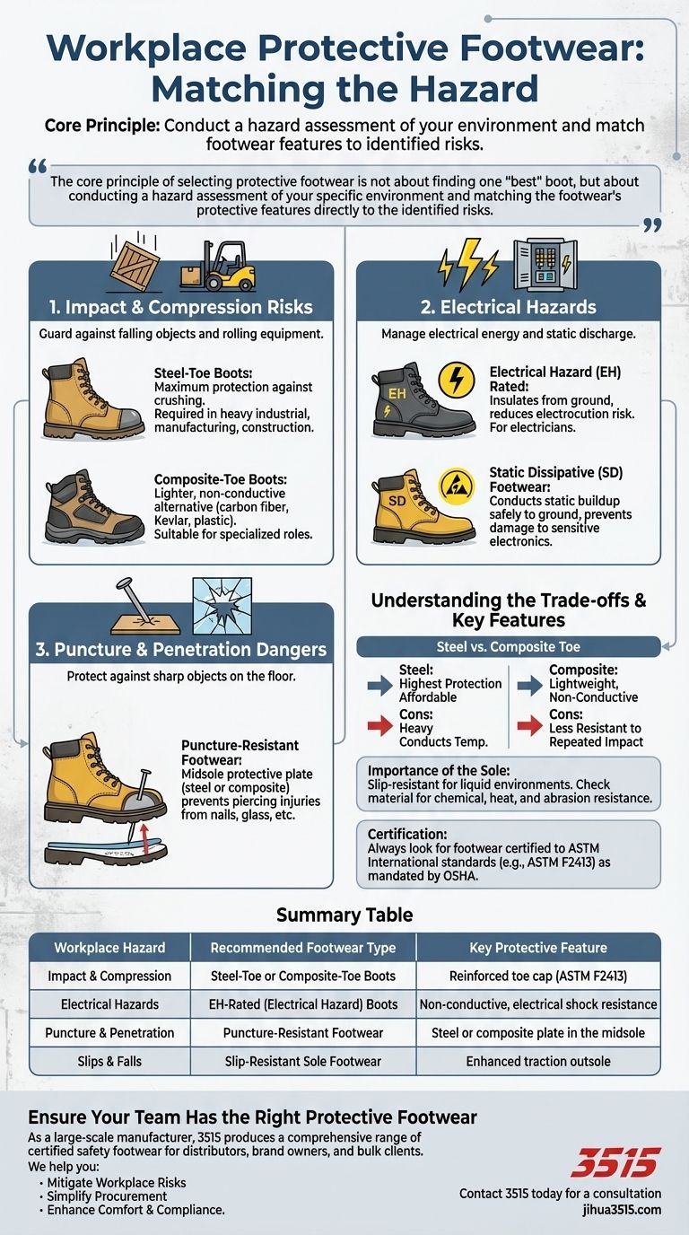 Quels sont les exemples de chaussures de protection requis dans différents lieux de travail ? Assurer la conformité à l'OSHA et la sécurité des travailleurs Guide Visuel