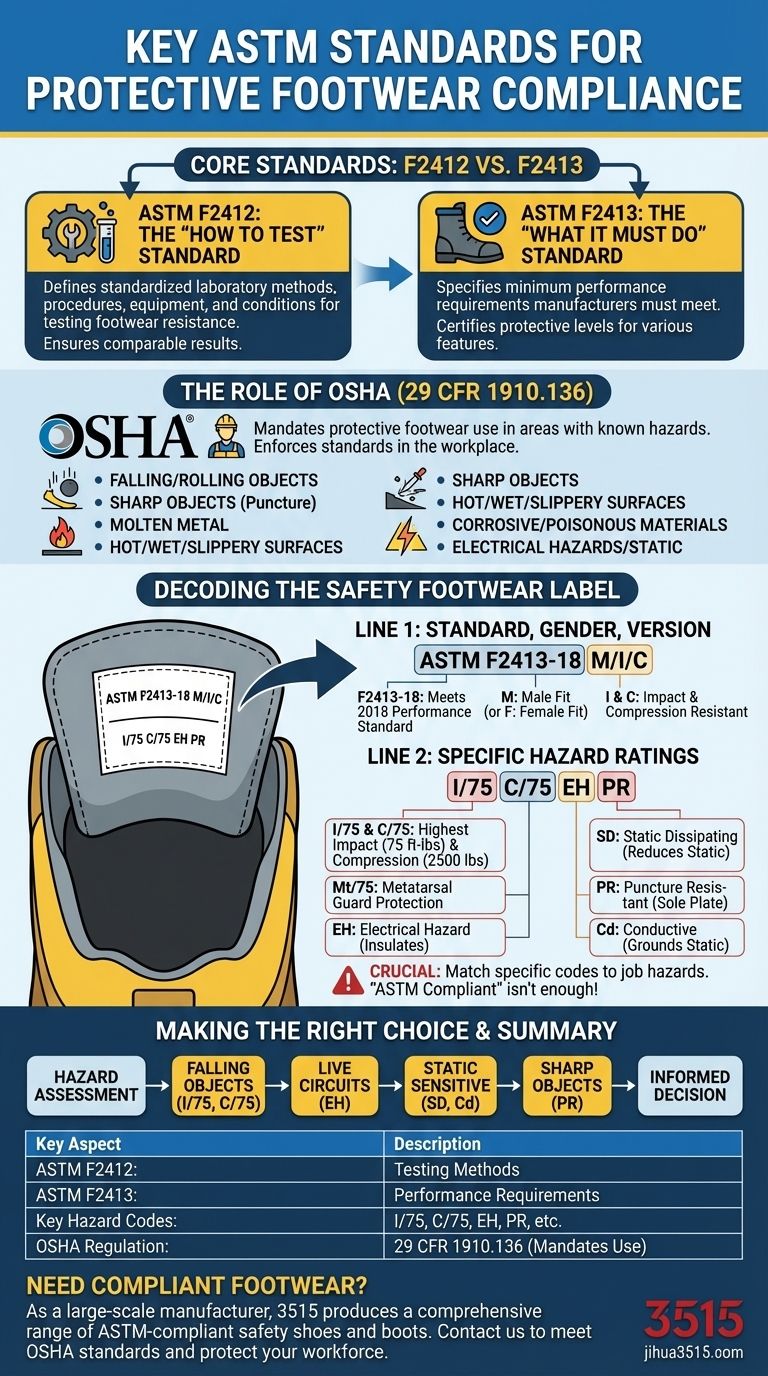 What are the key ASTM standards for protective footwear compliance? Ensure Workplace Safety & OSHA Compliance Visual Guide