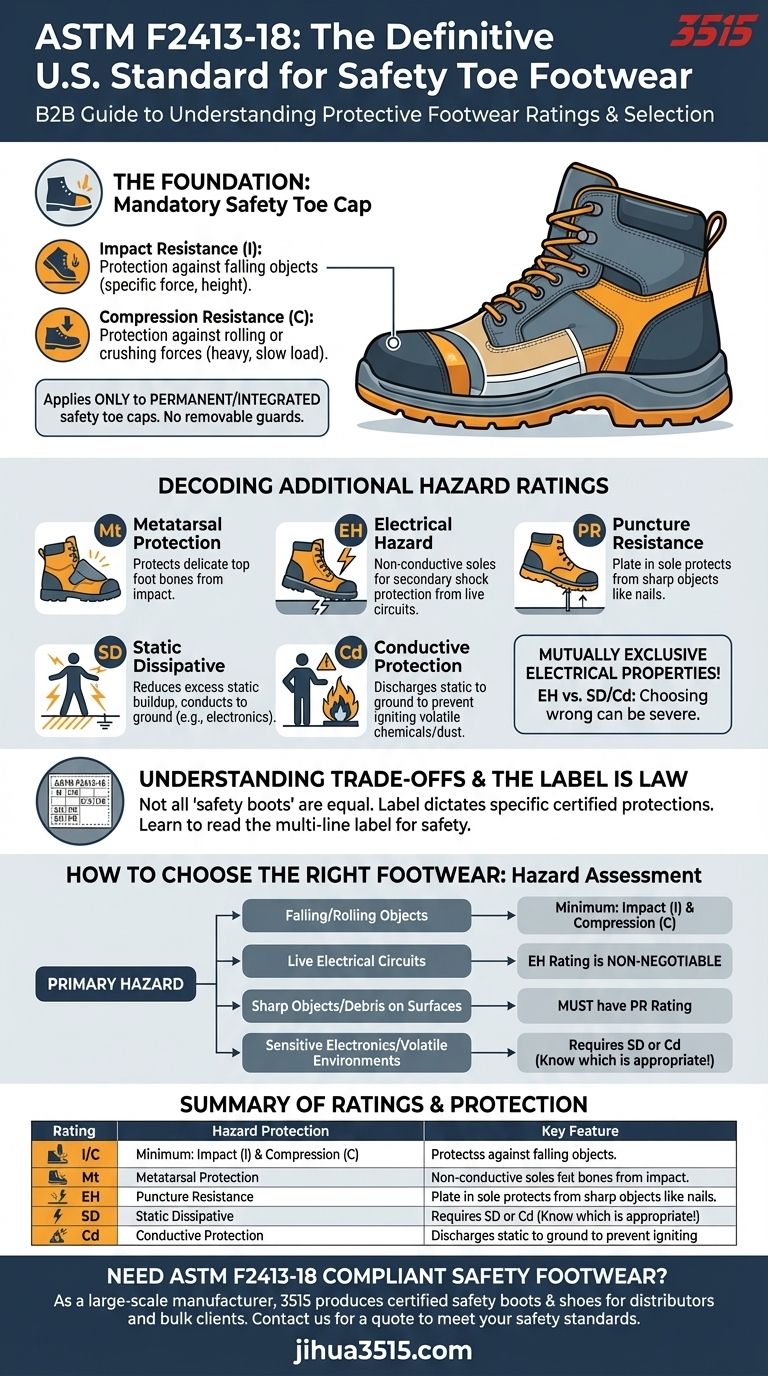 Что охватывает стандарт ASTM F2413-18? Ваше руководство по американским стандартам защитной обуви Визуальное руководство