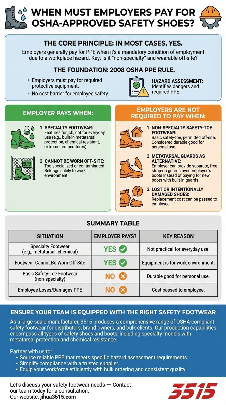 雇用主はOSHA承認の安全靴の費用をいつ支払う必要がありますか？法的義務を理解する ビジュアルガイド
