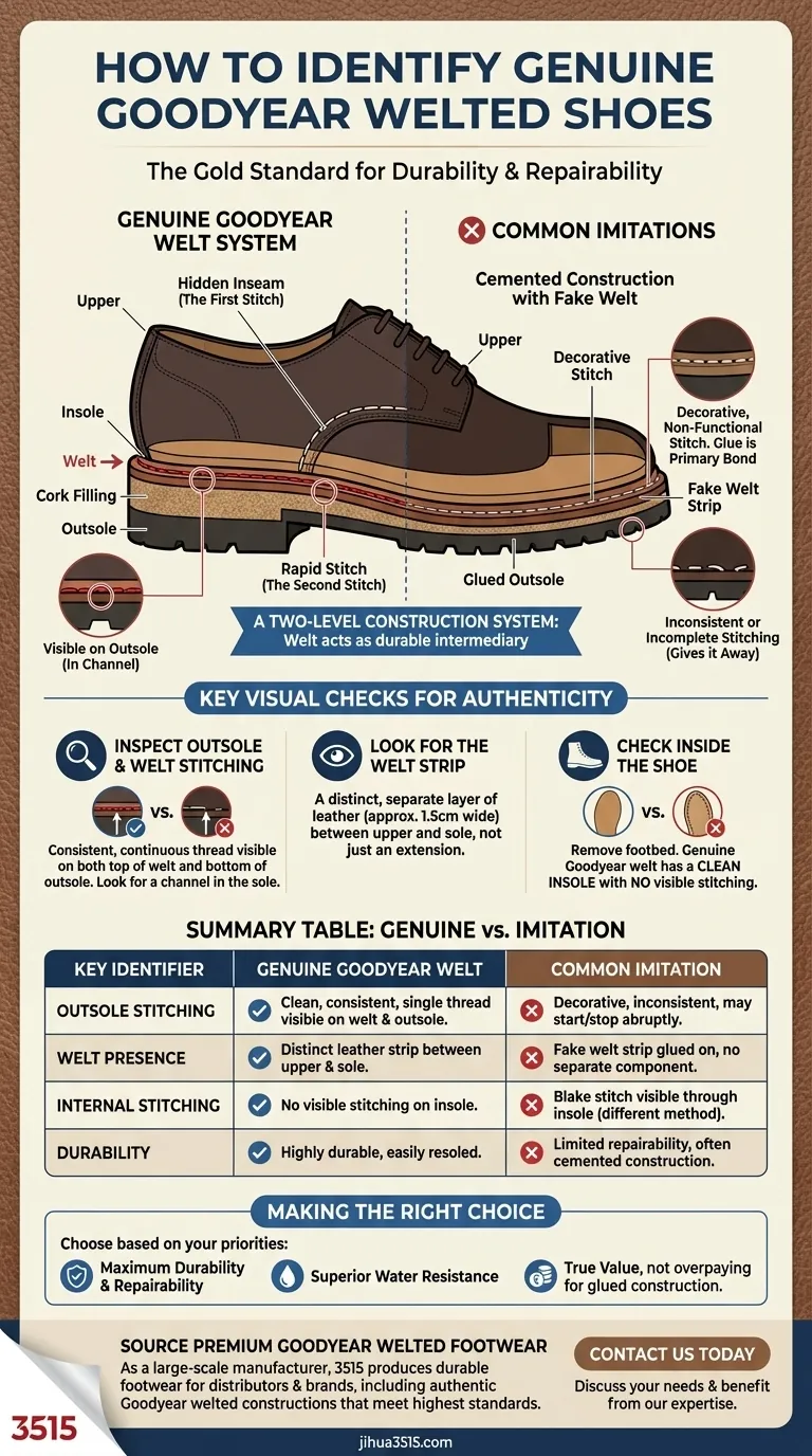 Comment identifier de véritables chaussures à montage Goodyear cousu ? Repérez les signes clés d'une fabrication de chaussures supérieure. Guide Visuel
