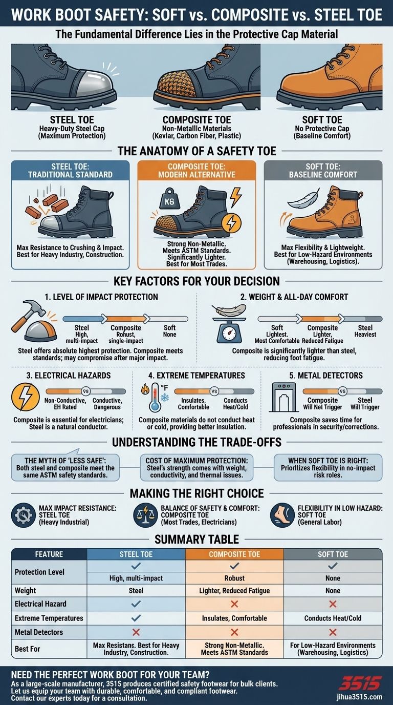 Was sind die Unterschiede zwischen Soft Toe-, Composite Toe- und Steel Toe-Stiefeln? Ein Leitfaden für maximale Sicherheit und Komfort Visuelle Anleitung
