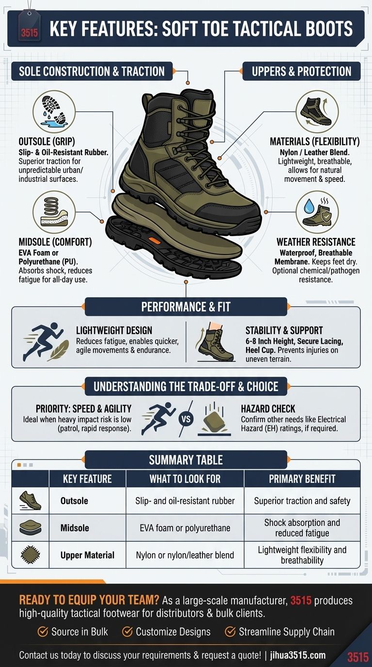 What features should you look for in soft toe tactical boots? Prioritize Mobility, Comfort, and Protection Visual Guide