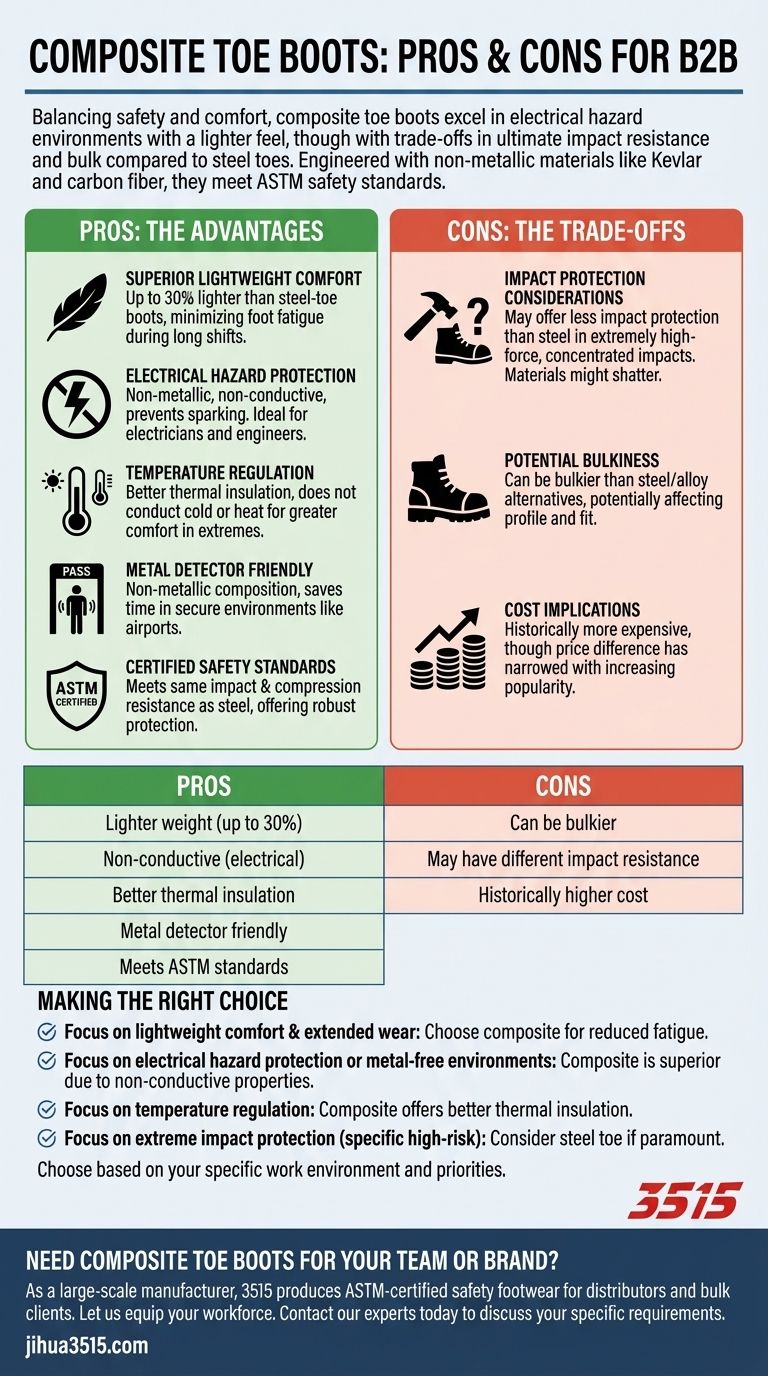 What are the pros and cons of composite toe boots? Lightweight, Non-Conductive Safety Footwear Explained Visual Guide