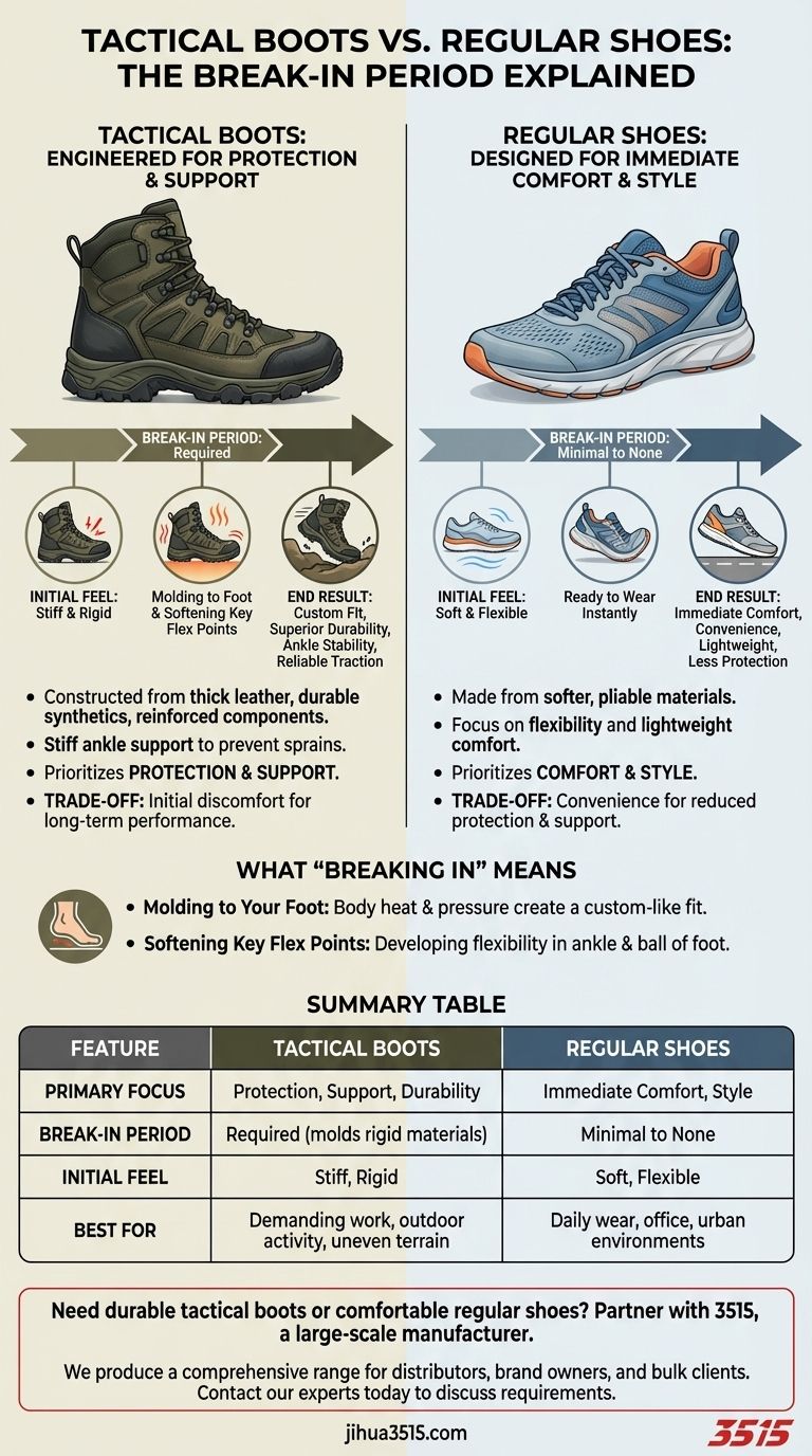 Wie ist die Eingewöhnungszeit bei taktischen Stiefeln im Vergleich zu normalen Schuhen? Verstehen Sie die wichtigsten Kompromisse Visuelle Anleitung