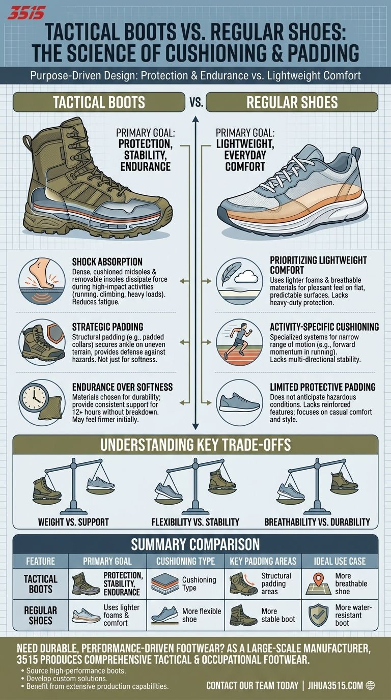 战术靴和普通鞋在缓冲和衬垫方面有何不同？解锁性能与保护的关键 图解指南