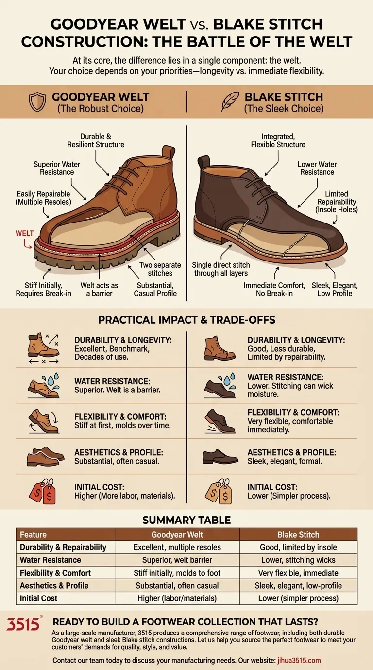 Comment le montage Goodyear welt se compare-t-il au montage Blake ? Choisissez la bonne construction de chaussure pour vos besoins. Guide Visuel