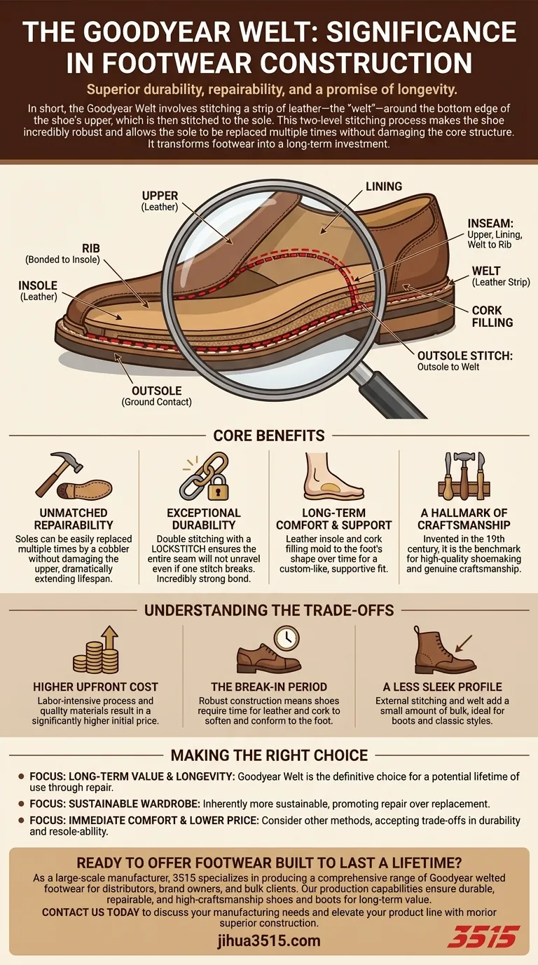 Quelle est la signification de la méthode de construction Goodyear Welt dans la chaussure ? Découvrez des décennies de durabilité Guide Visuel