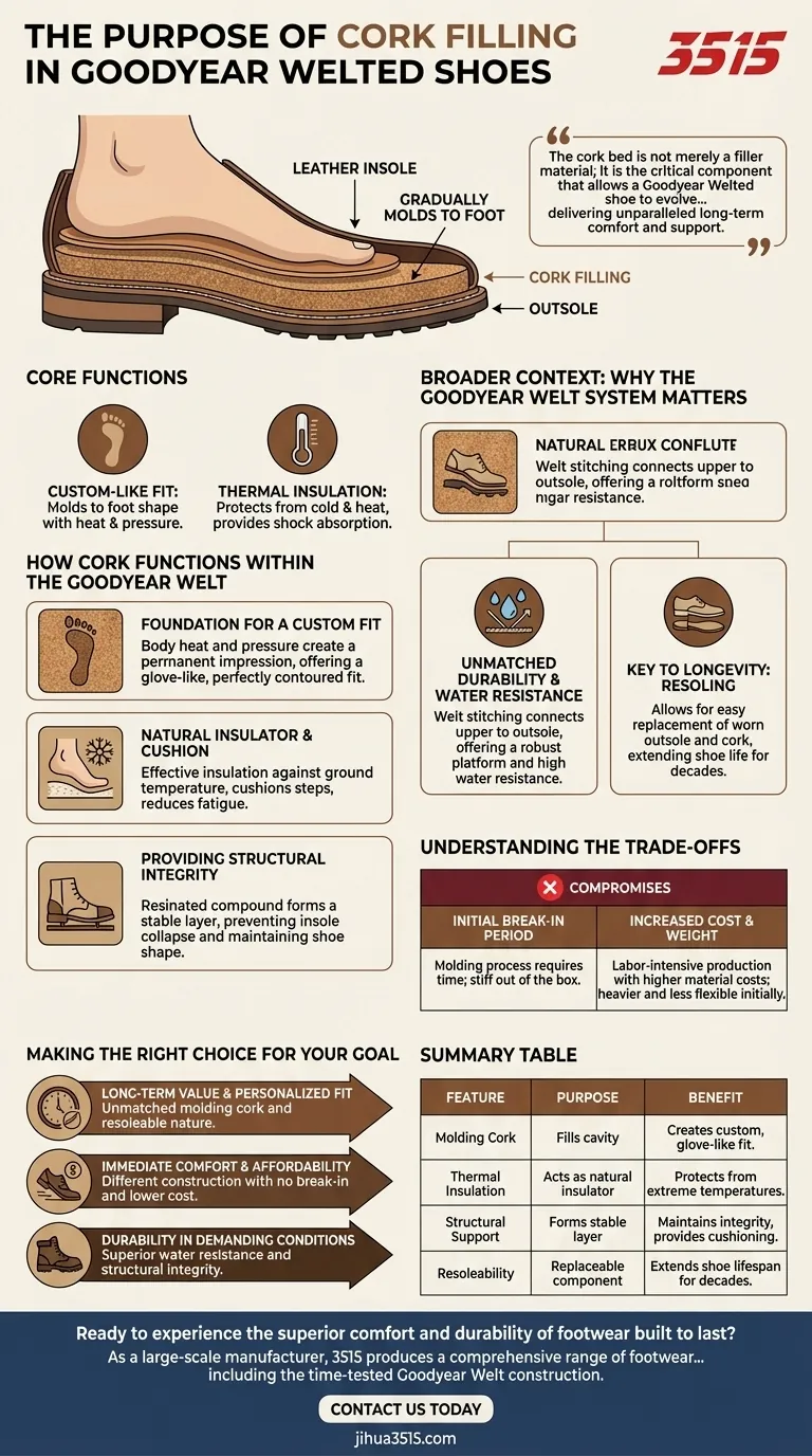 Quel est le but du garnissage en liège dans les chaussures Goodyear Welt ? Découvrez le secret d'un ajustement personnalisé Guide Visuel