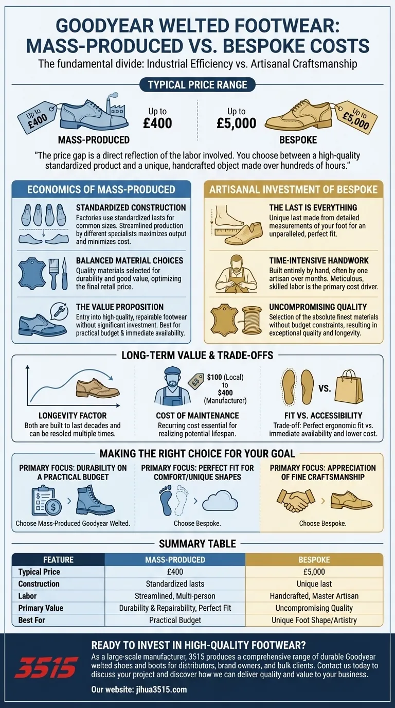 Quels sont les coûts typiques des chaussures Goodyear weltées produites en série par rapport aux chaussures sur mesure ? Un guide pour investir dans des chaussures de qualité Guide Visuel