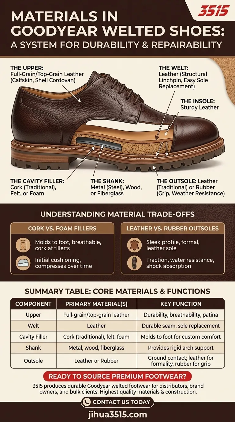 ما هي المواد المستخدمة في الأحذية ذات النعل المبطن بتقنية Goodyear؟ اكتشف المتانة وقابلية الإصلاح دليل مرئي