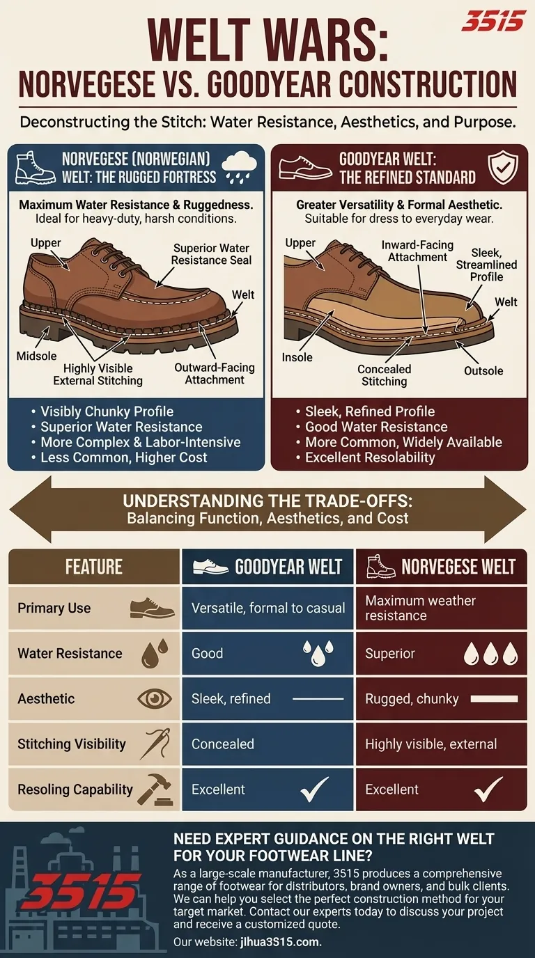 Wie unterscheidet sich die Norvegese-Machart von der Goodyear-Machart? Wählen Sie die richtige Machart für Ihre Bedürfnisse Visuelle Anleitung