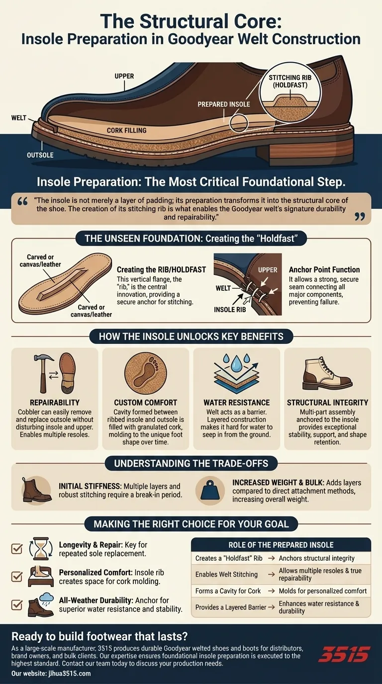 インソールの準備はグッドイヤーウェルト製法にどのように貢献しますか？耐久性の基盤です。 ビジュアルガイド