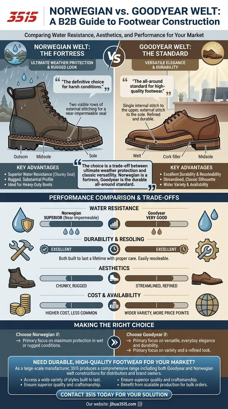 Quelles sont les caractéristiques de la construction norvégienne par rapport à la construction Goodyear welt ? Un guide de durabilité et de style Guide Visuel
