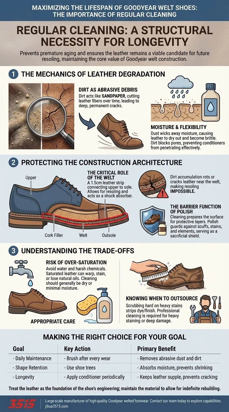 Pourquoi le nettoyage régulier est-il important pour les chaussures Goodyear welt ? Protégez votre investissement et prolongez leur durée de vie Guide Visuel