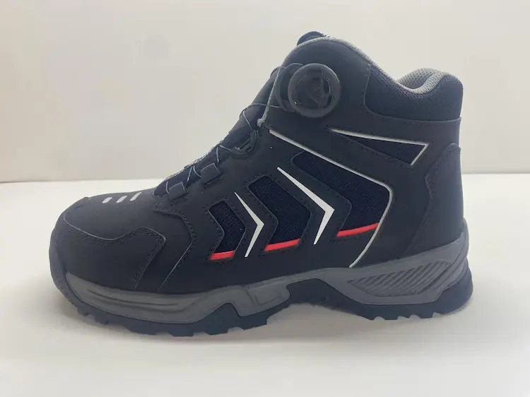Side view of a modern safety shoe, showcasing manufacturing capabilities