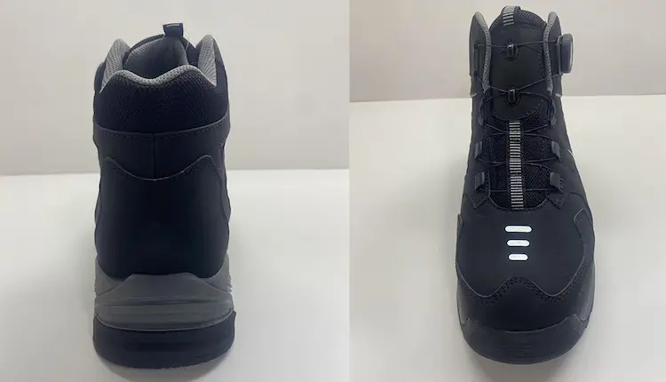 Front and back details of a customizable OEM safety shoe