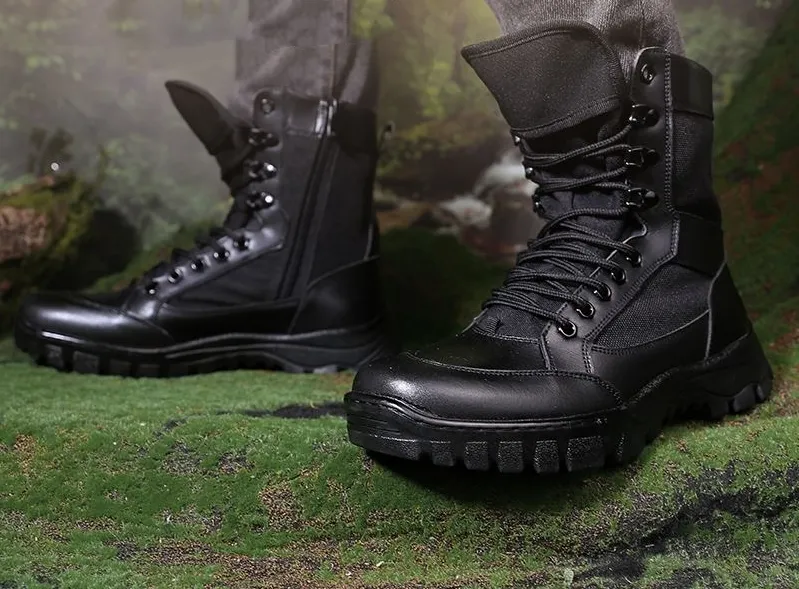 Tactical boots used in outdoor environment